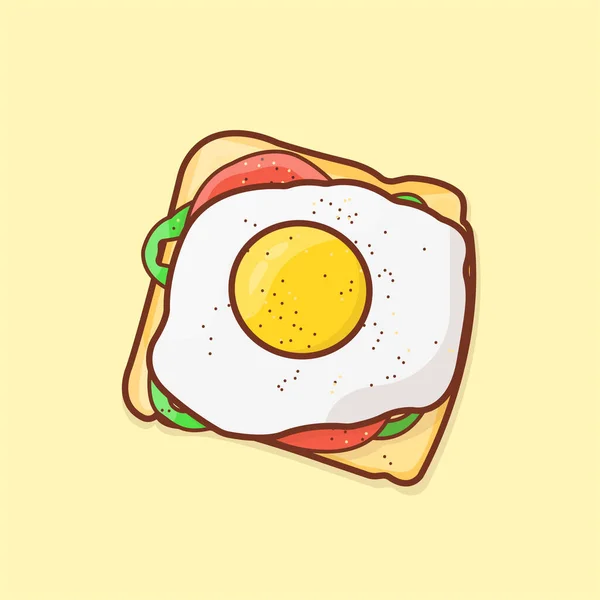 Ilustración Huevos Fritos Tostadas Con Verduras Pimienta Molida — Vector de stock