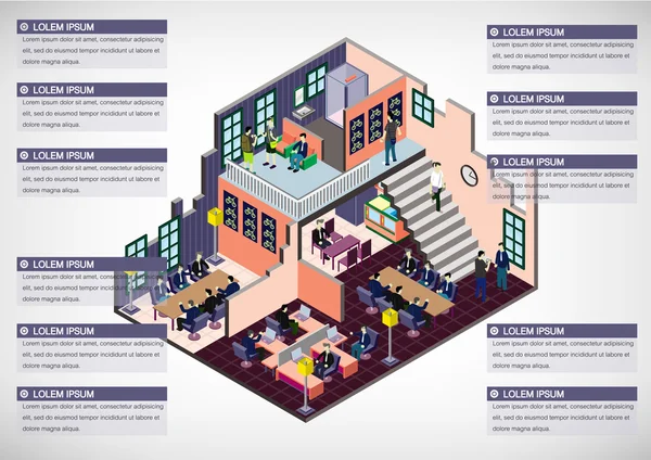 정보 그래픽 인테리어 룸 개념의 삽화 — 스톡 벡터