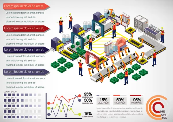 Ilustração de informação gráfica conceito de equipamento de fábrica — Vetor de Stock
