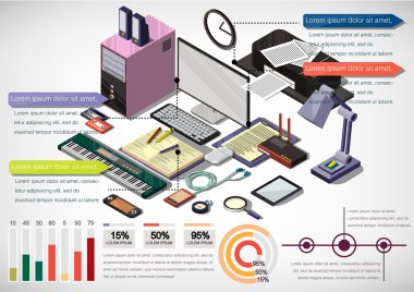 bilgi grafik iç ofis kavramı çizimi