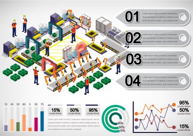 bilgi grafik fabrika ekipmanları kavramı çizimi