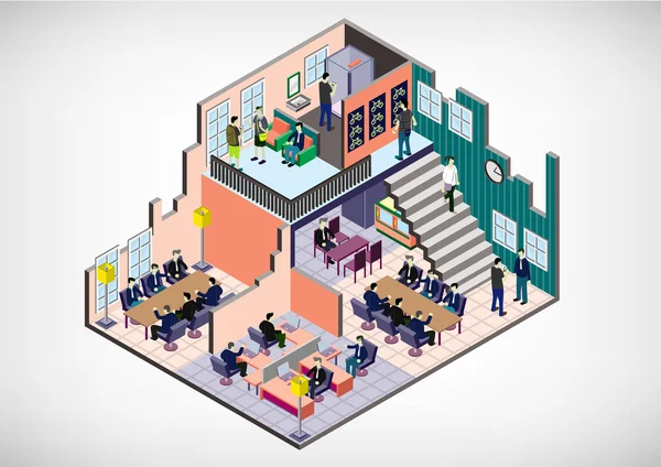 Illustration du concept de salle intérieure graphique info — Image vectorielle