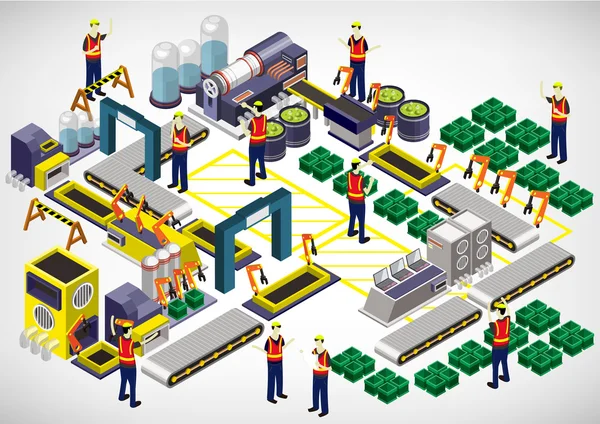 Ilustración del concepto de equipo gráfico de fábrica de info — Vector de stock