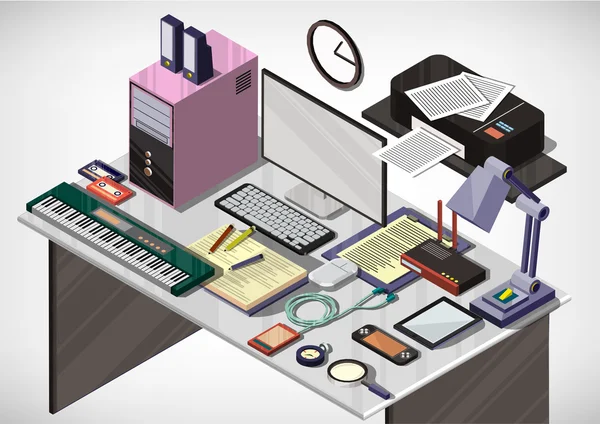 Illustration of info graphic interior office concept — Stock Vector