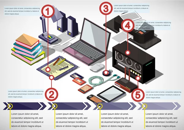 Illustration du concept de bureau intérieur graphique info — Image vectorielle