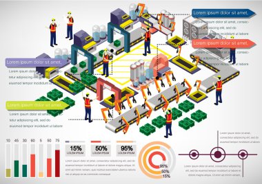 bilgi grafik fabrika ekipmanları kavramı çizimi
