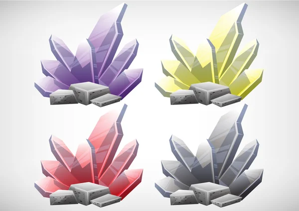 Ensemble de pierres colorées dessin animé — Image vectorielle