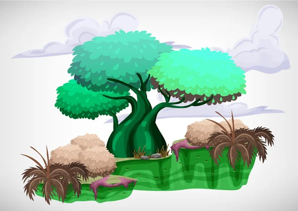 Uppsättning av cartoon färgade träd för användning i spelet — Stock vektor