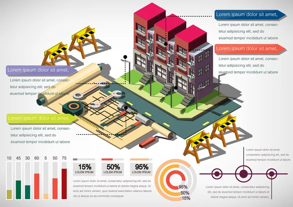 Ilustración del concepto de estructura de la casa gráfica info — Vector de stock