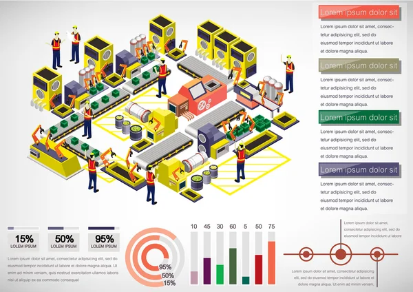 bilgi grafik fabrika ekipmanları kavramı çizimi