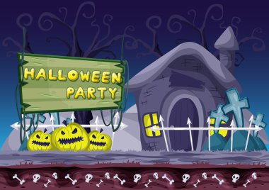 Kesintisiz çizgi film halloween arka plan ayrı katmanları ile vektör