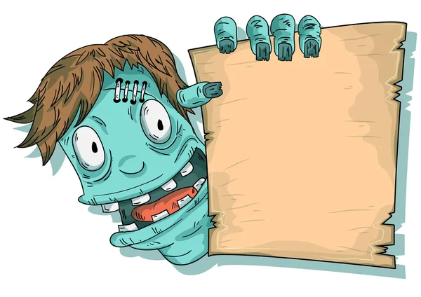 Illustratie van een Zombie naast een Scroll. — Stockvector