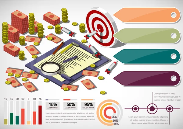 Illustration of info graphic money equipment concept — Stock Vector