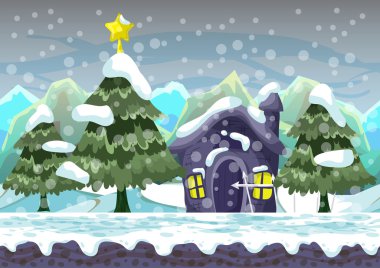 Çizgi film vektör Noel arka plan ayrı katmanları ile
