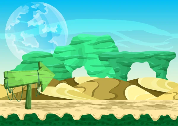 Nahtloser Cartoon-Vektor Wüste Hintergrund mit getrennten Ebenen — Stockvektor