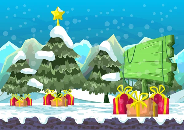 Cartoon vector Kerstmis achtergrond met gescheiden lagen — Stockvector