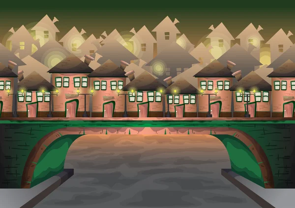 Kreskówka wektor miasto niebo z oddzielne warstwy dla gier i animacji — Wektor stockowy