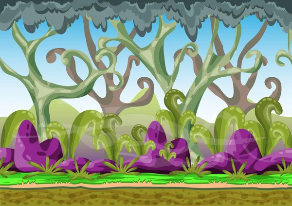 Cartoon vektor landskap med avskilda lager för spel och animering — Stock vektor