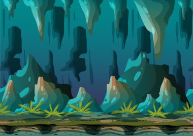 Cartoon vector cave landscape with separated layers clipart