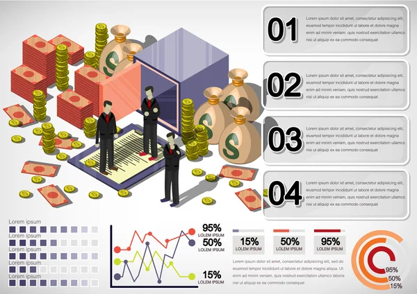 Ilustración del concepto de equipo de dinero gráfico de info — Vector de stock