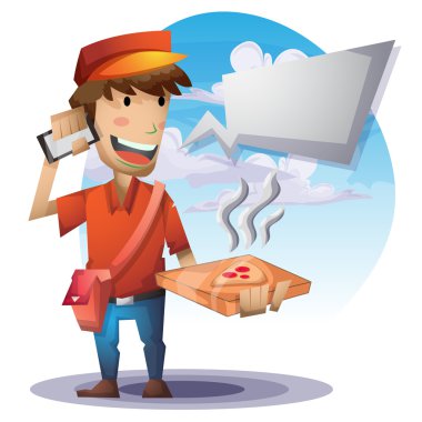 pizza teslimi adam ayrı katmanları ile