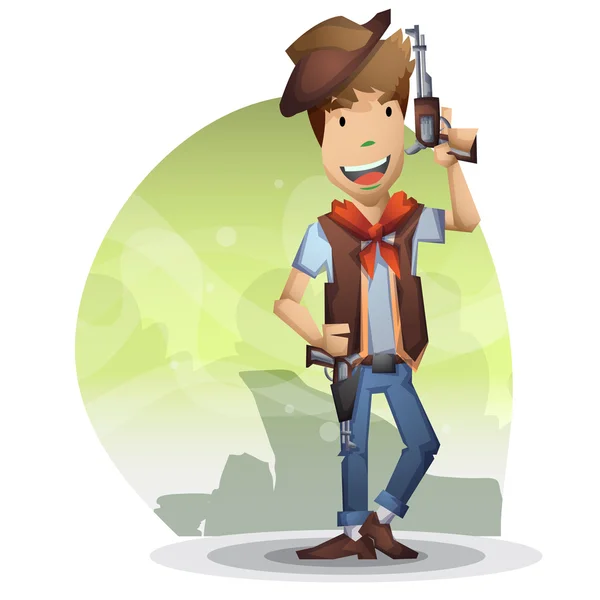 Cowboy vector cartoon met gescheiden laag — Stockvector