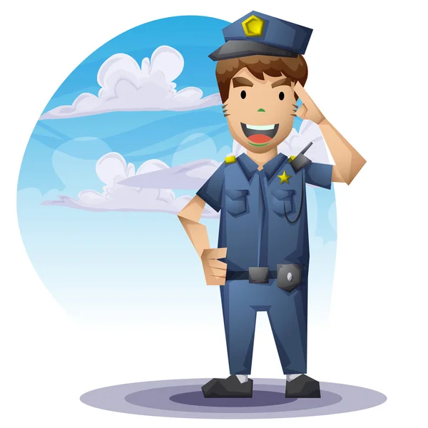 Politieman met gescheiden lagen voorspel en animatie — Stockvector