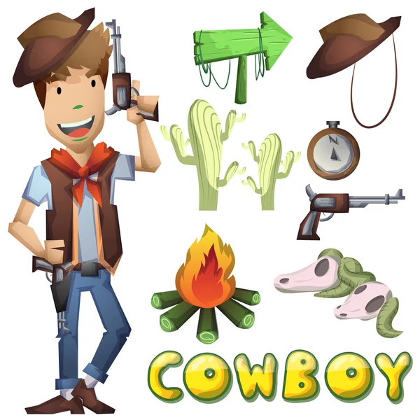 Cowboy vector cartoon with separated layer — Stock Vector