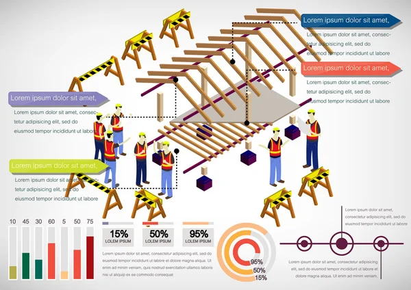 Ilustración del concepto de estructura de la casa gráfica info — Vector de stock