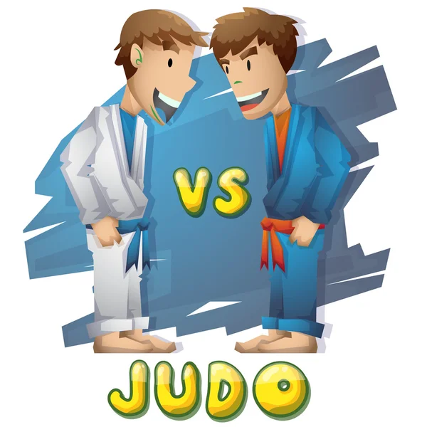 Cartoon vector Judo Olympische sport met gescheiden lagen — Stockvector