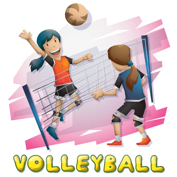 Cartoon vector volleyball Olympic sport with separated layers