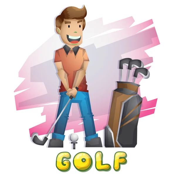 Cartoon vector Golf Olympische sport met gescheiden lagen — Stockvector