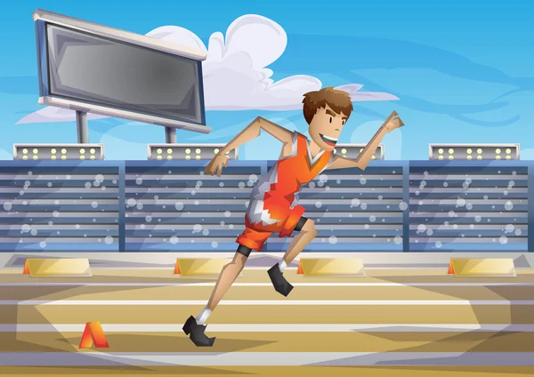 Vetor de desenhos animados correndo esporte olímpico com camadas separadas — Vetor de Stock