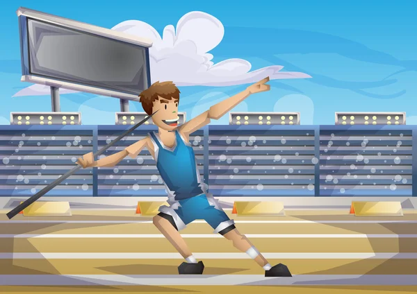 Cartoon vector speerwerpen Olympische sport met gescheiden lagen — Stockvector