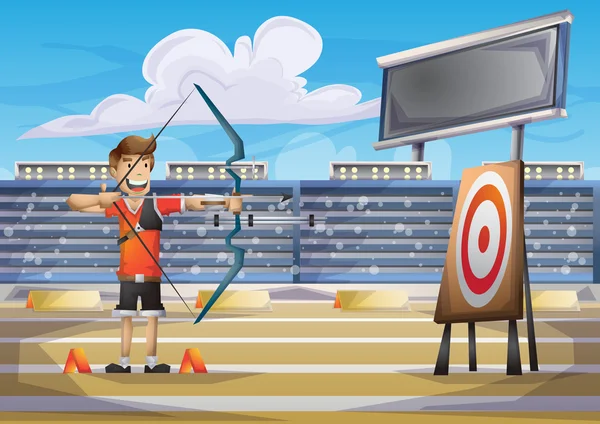 Cartoon vector boogschieten Olympische sport met gescheiden lagen — Stockvector
