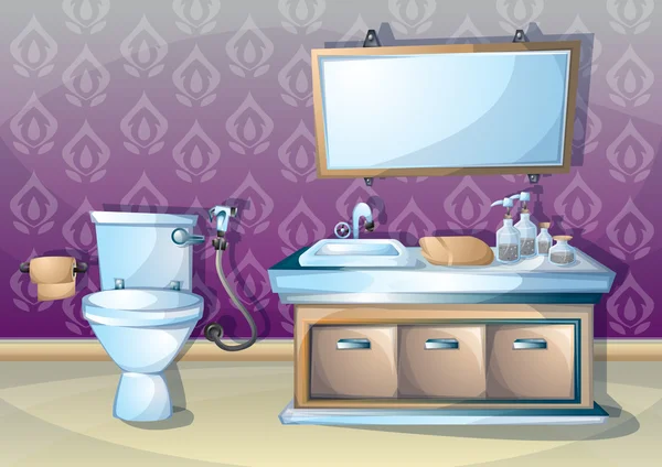 Cartoon vector illustratie interieur badkamer — Stockvector