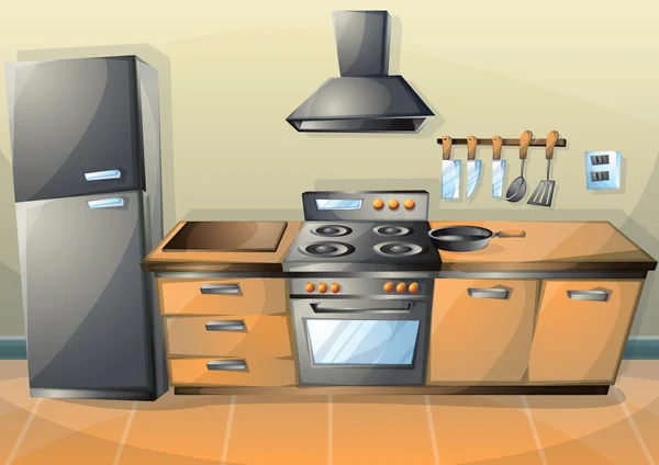 Векторная иллюстрация интерьера кухни — стоковый вектор