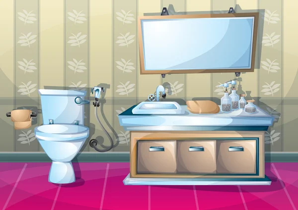 Cartoon vector illustratie interieur badkamer — Stockvector