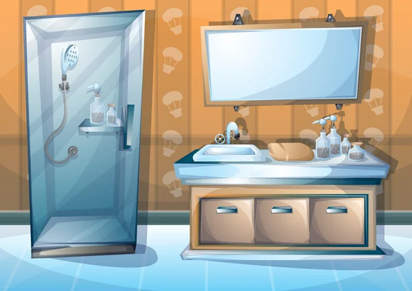 Illustration vectorielle dessin animé salle de bain intérieure — Image vectorielle