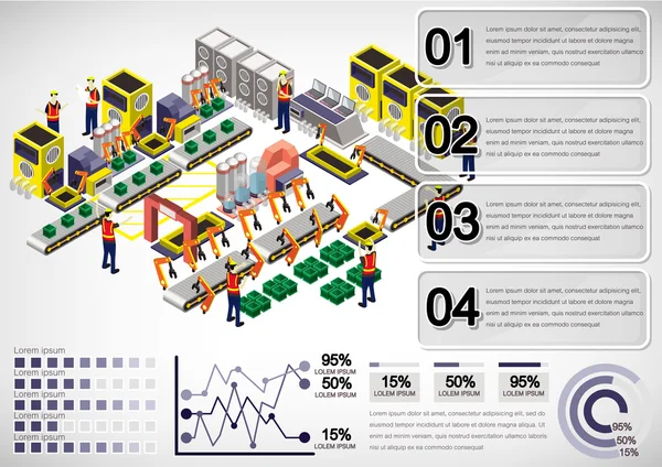 Illustration du concept d'équipement d'usine graphique info — Image vectorielle