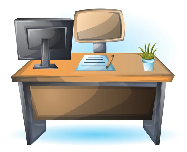 Dibujos animados vector ilustración interior oficina mesa objeto — Vector de stock