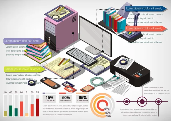 Ilustração de informações gráfico conceito de escritório interior —  Vetores de Stock