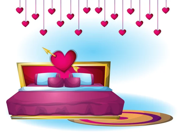 Cartoon vector illustratie interieur Valentijn kamer met gescheiden lagen — Stockvector