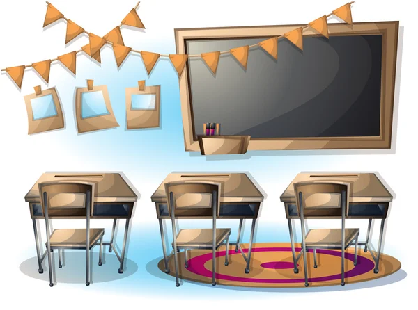 Illustration vectorielle de dessin animé salle de classe intérieure avec couches séparées — Image vectorielle