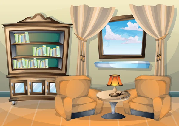 Cartoon vector illustratie interieur woonkamer — Stockvector