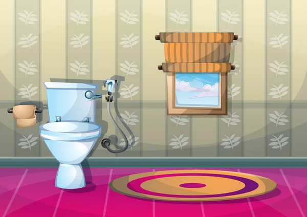Desenho animado ilustração vetorial banheiro interior — Vetor de Stock
