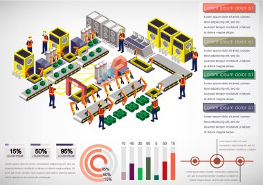 bilgi grafik fabrika ekipmanları kavramı çizimi