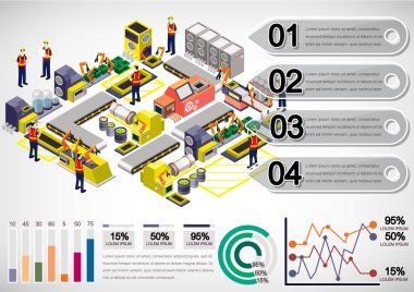 bilgi grafik fabrika ekipmanları kavramı çizimi