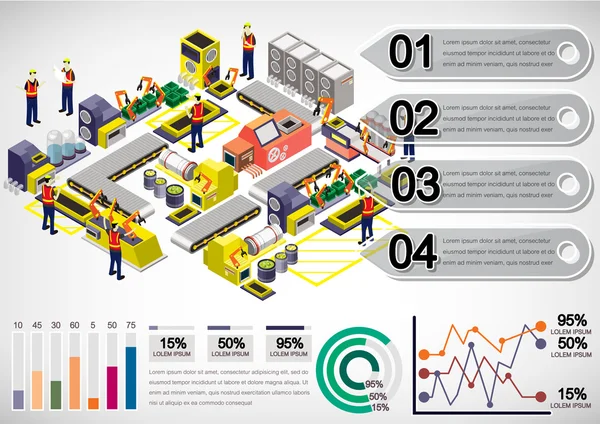 Illustration du concept d'équipement d'usine graphique info — Image vectorielle