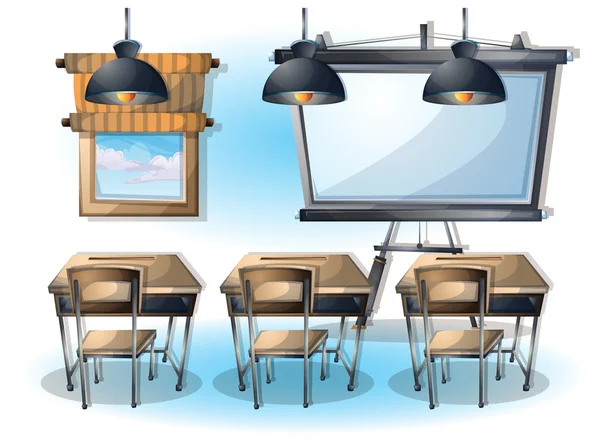 Illustration vectorielle de dessin animé salle de classe intérieure avec couches séparées — Image vectorielle